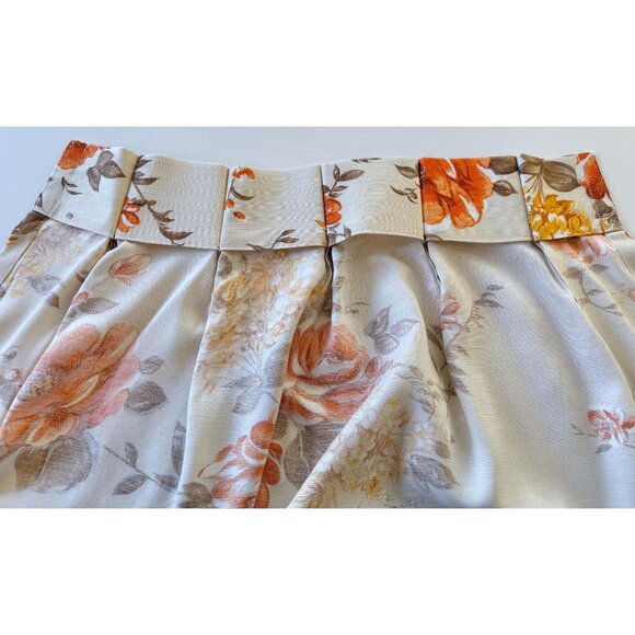 Vintage 60s curtain, semi-sheer yellow orange floral, single pleated panel - Picture 8 of 10